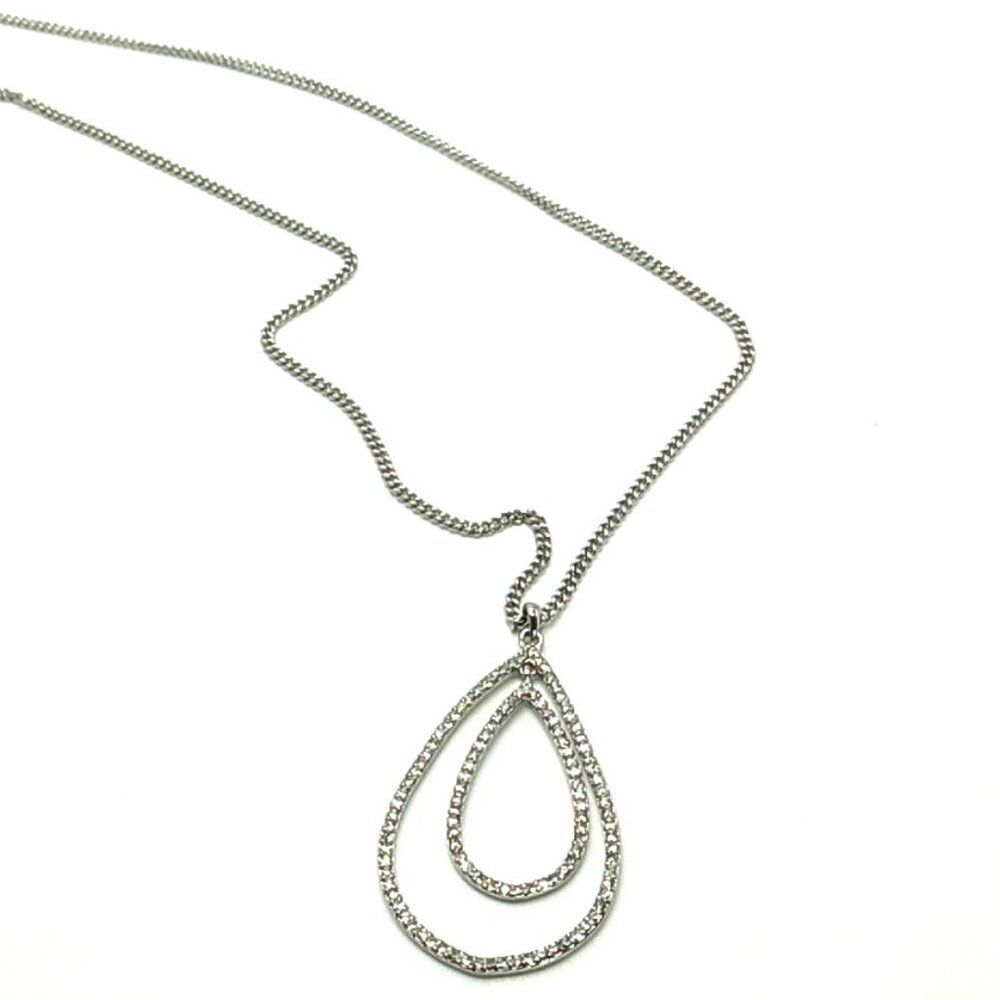 Vera Bradley WHISPER LINKS Silver-tone Necklace Teardrop Crystal Pendant NWOT